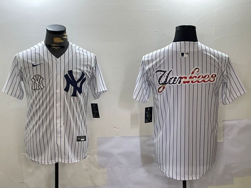 Men New York Yankees Blank White stripe Game 2024 Nike MLB Jersey style 102725->new york yankees->MLB Jersey